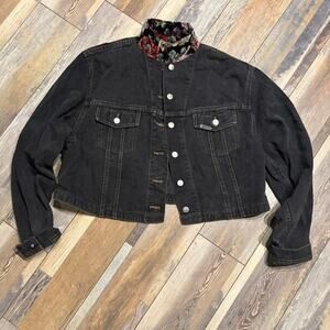 Vintage lee 90s floral collared Jacket | Crop Stonewash Coat